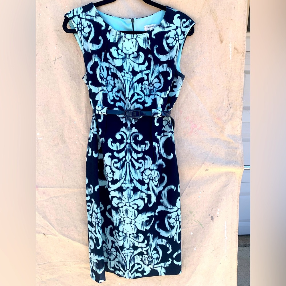 Sheath dress navy and turquoise